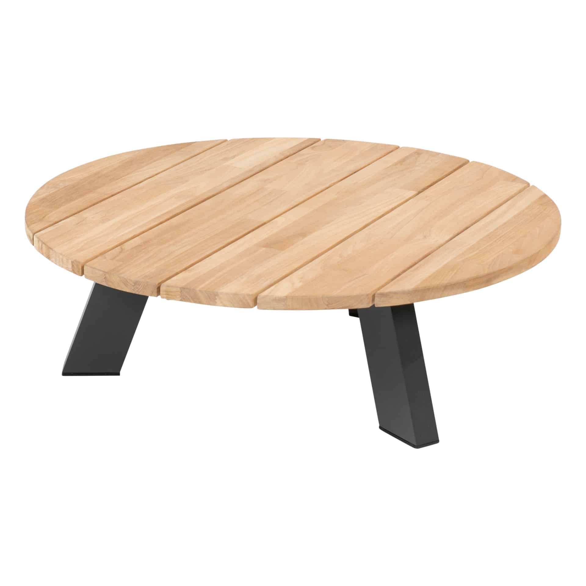 4 Seasons Outdoor Cosmic ronde (ø78) salontafel met teak tafelblad en antraciet aluminium frame.