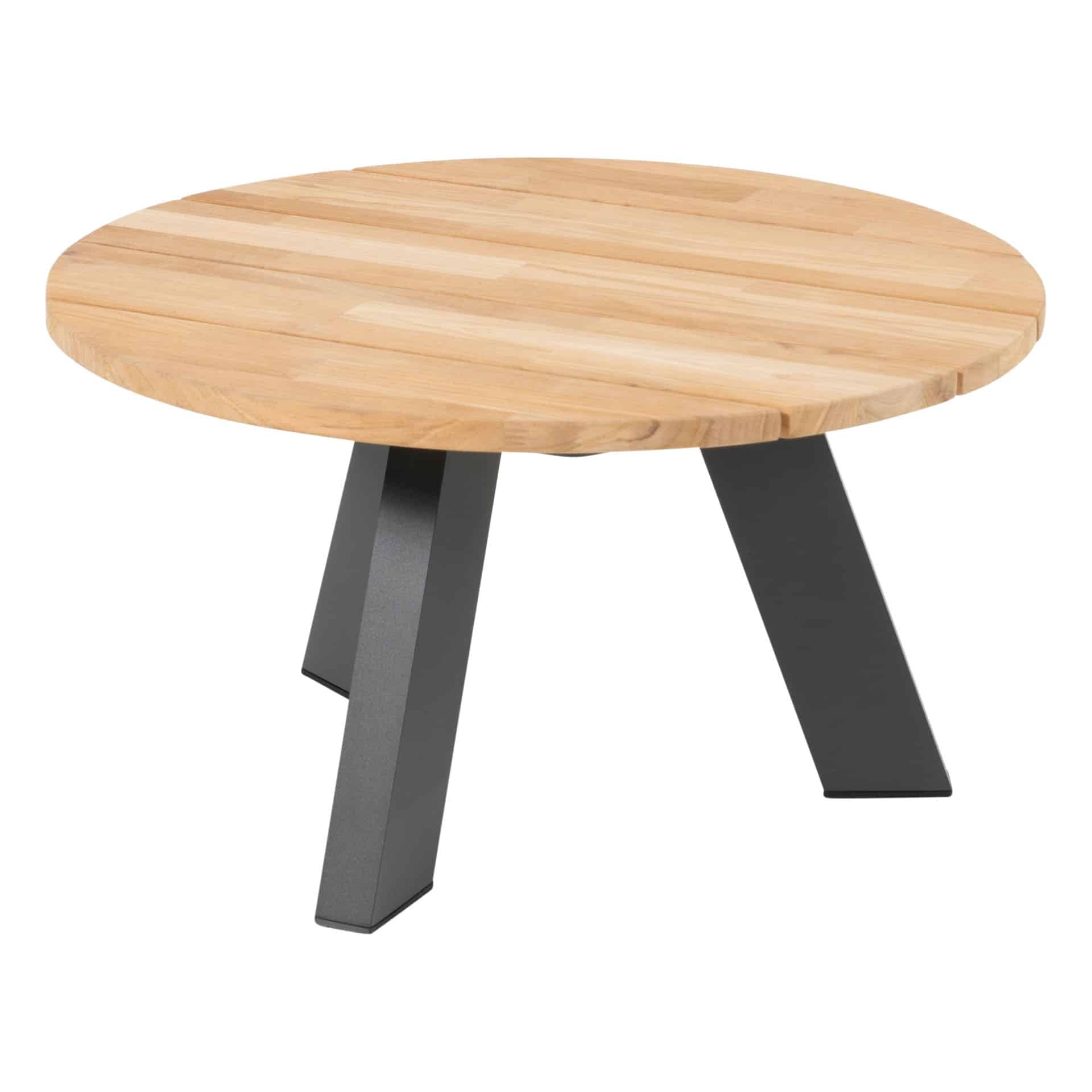 4 Seasons Outdoor Cosmic ronde(ø65) salontafel met teak tafelblad en antraciet aluminium frame.