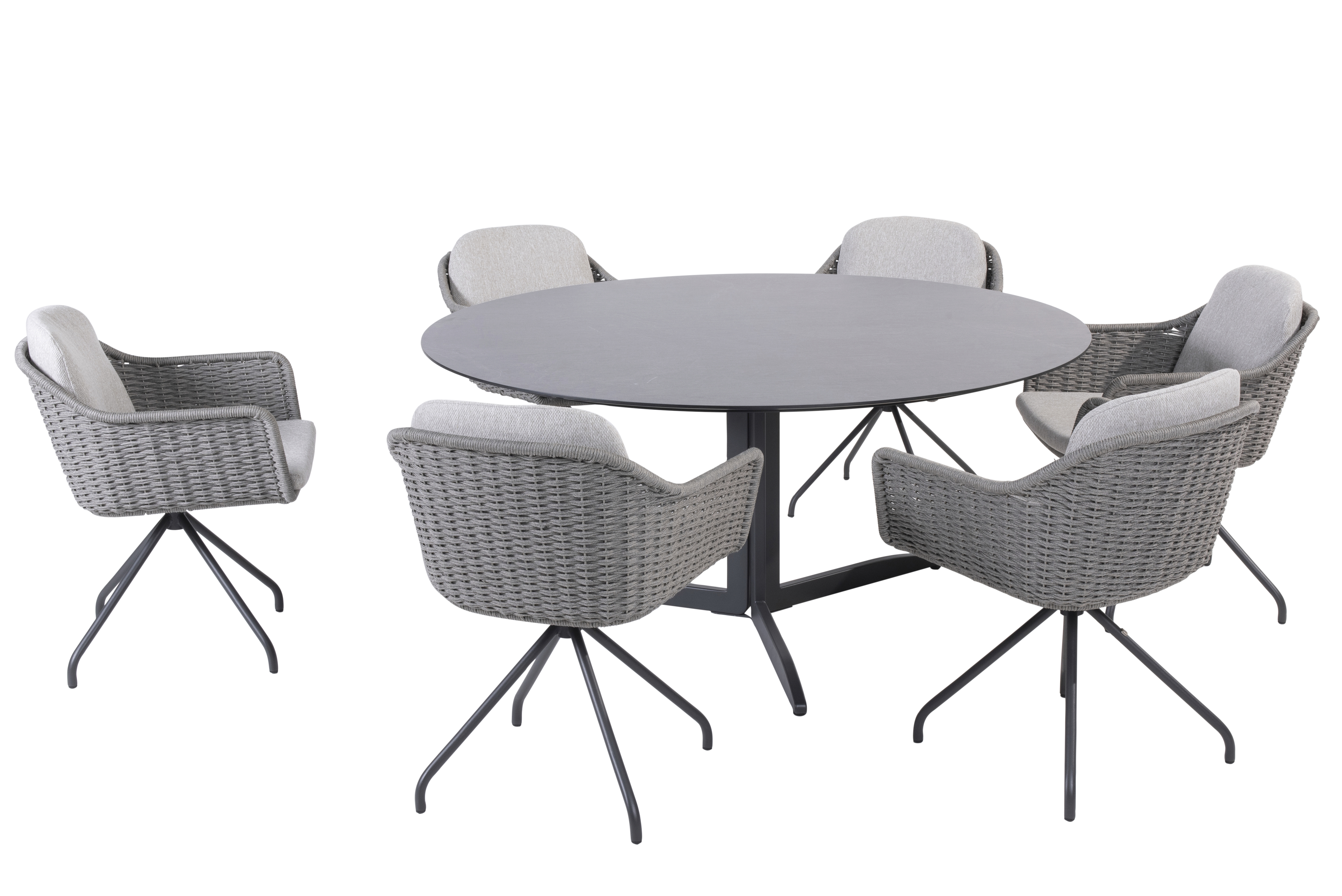 213929-19890-19892_ Focus silvergrey dining set with Embrace HPL table 160cm 01